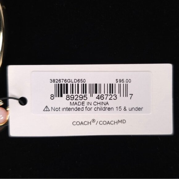 NWT COACH Women’s Goldtone C Charm w/ Rose Quartz Bangle Bracelet - Picture 14 of 14